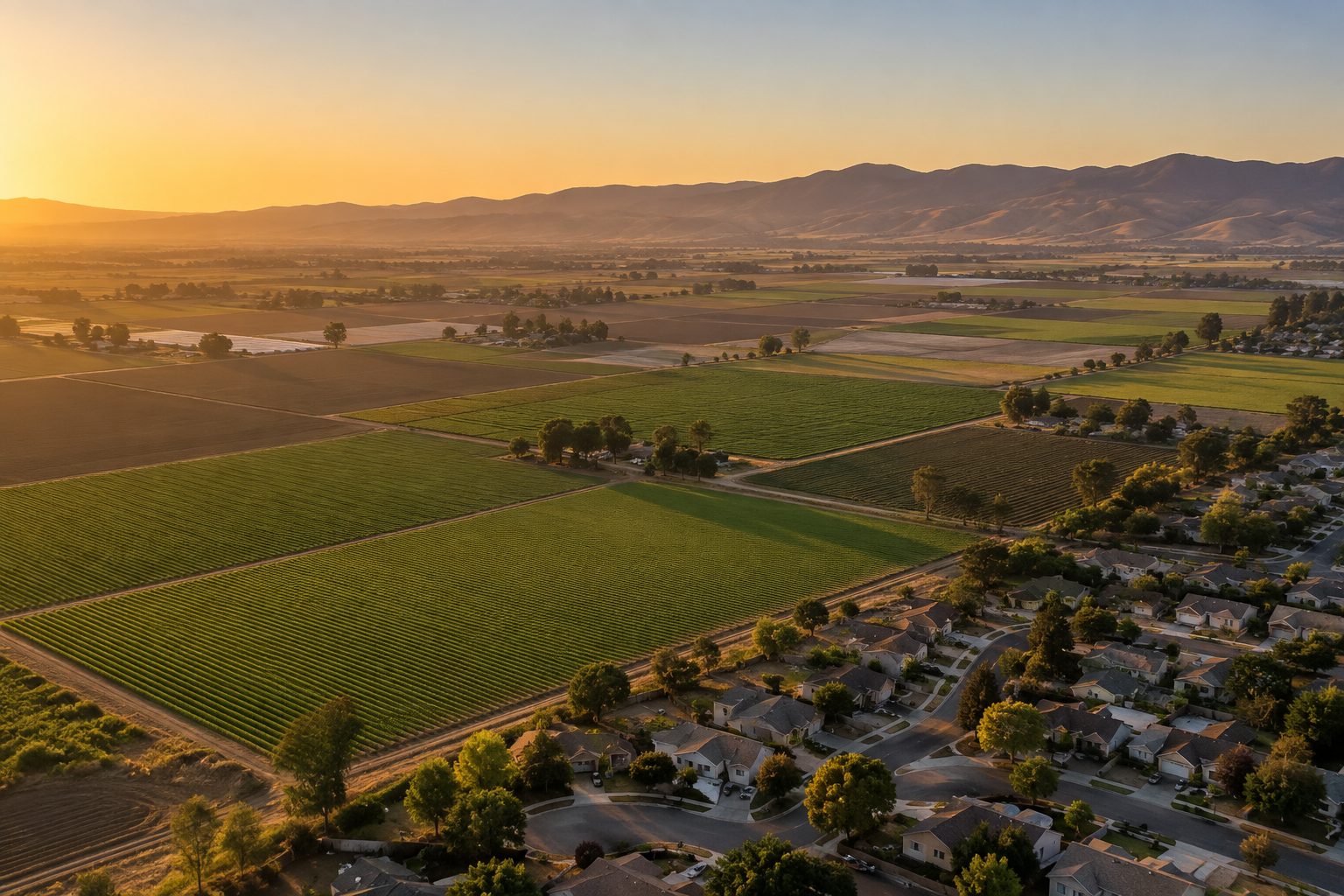 A quiet Salinas Valley residential street, illustrative